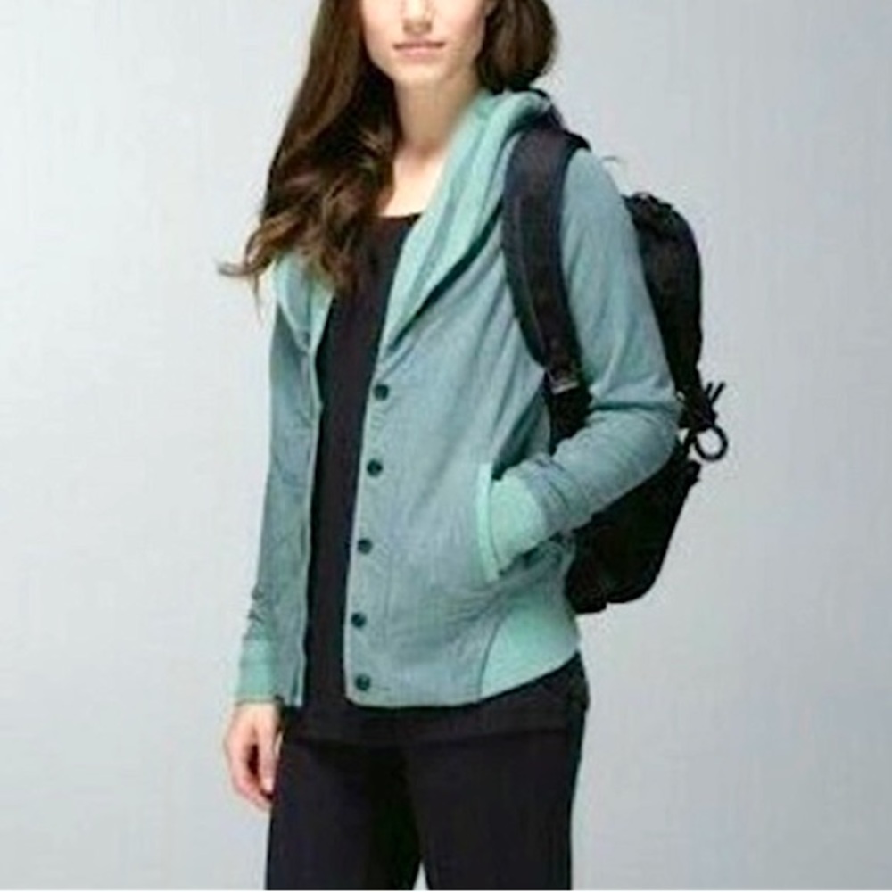 Lululemon To Class Button Up Jacket Burlap Texture Deep Shore Earl Grey green 6